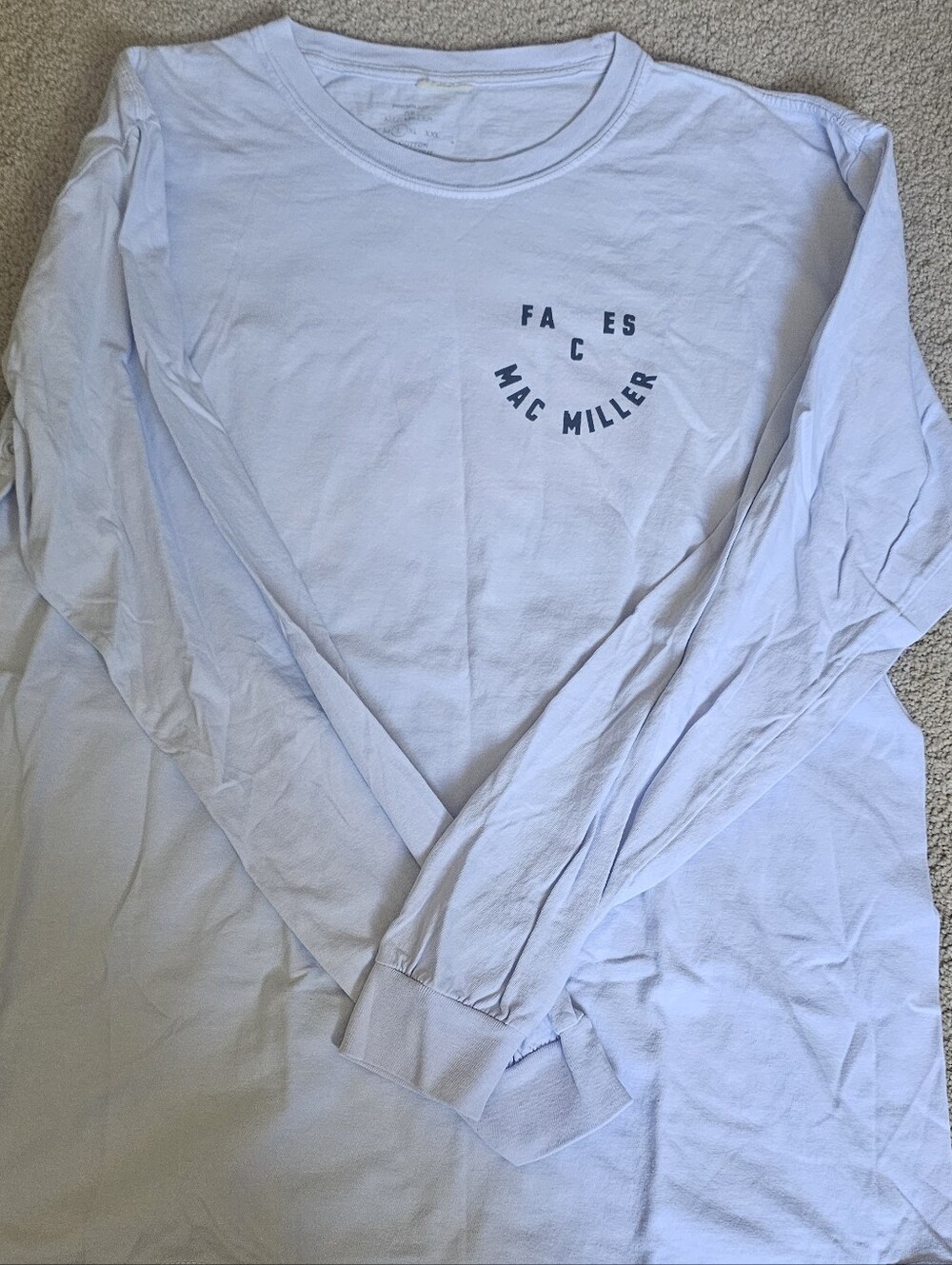 Mac Miller Light Blue "Faces" Long Sleeve T Shirt